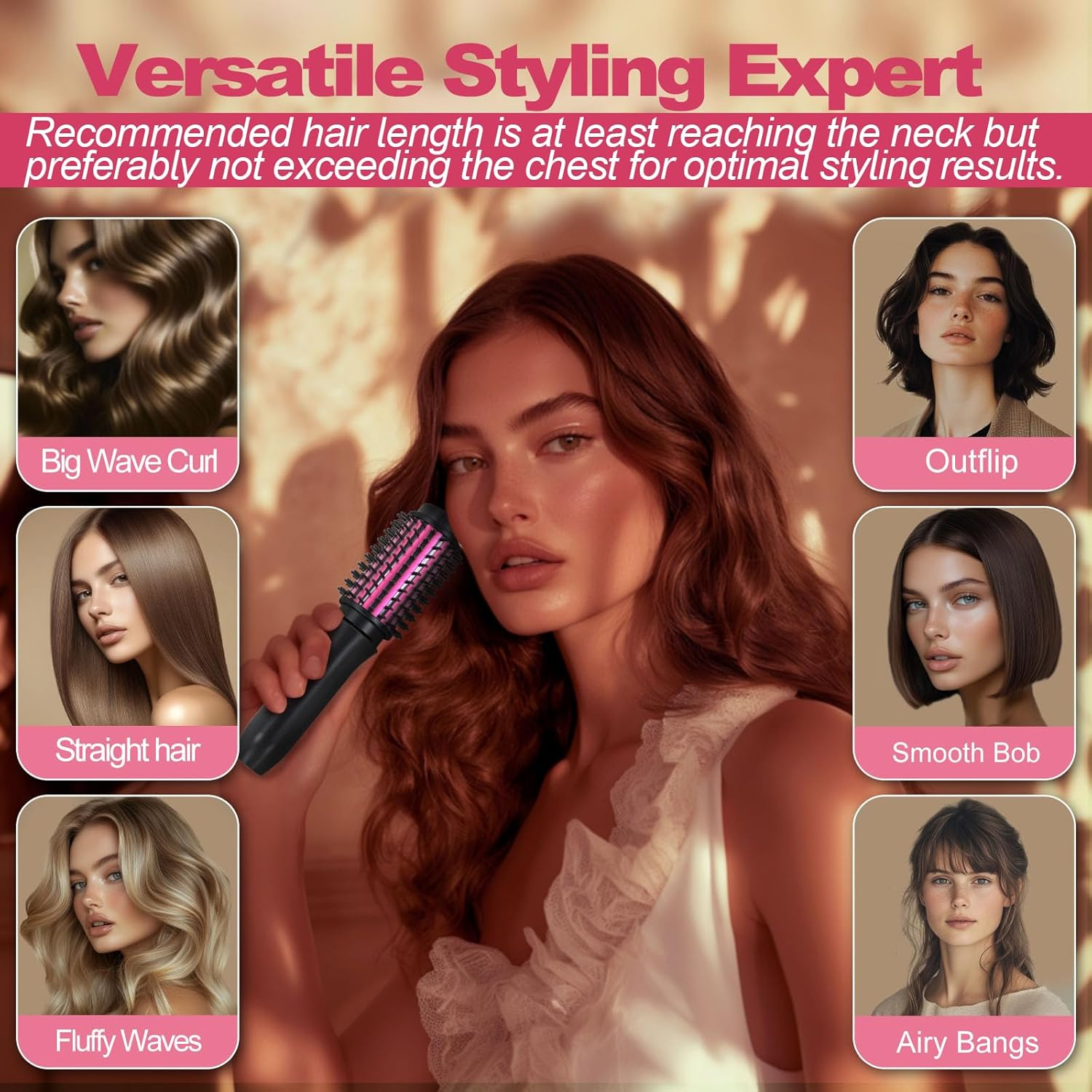 YOUBELLA - 【Mini & Wireless】This Portable Cordless Curling Brush Is Compact and Lightweight, Making It the Perfect Cordless Curling Brush for Travel.Comb Your Hair Easily, image number 6