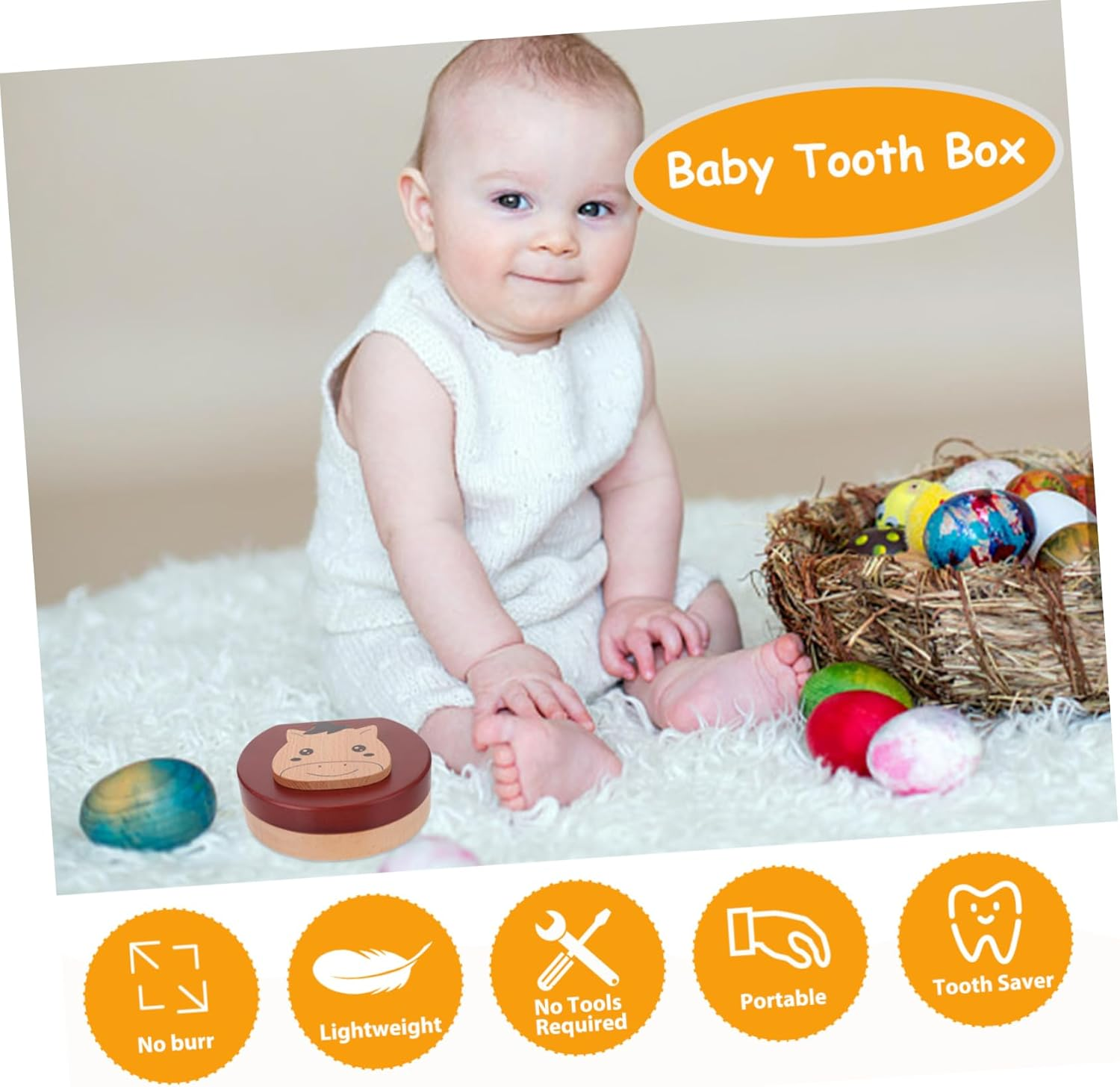 Baby Tooth Box Wooden Keepsake Organizer for Kids Infant Tooth Holder Photo Frame Suitable for Boys and Girls Baby Keepsake Storage