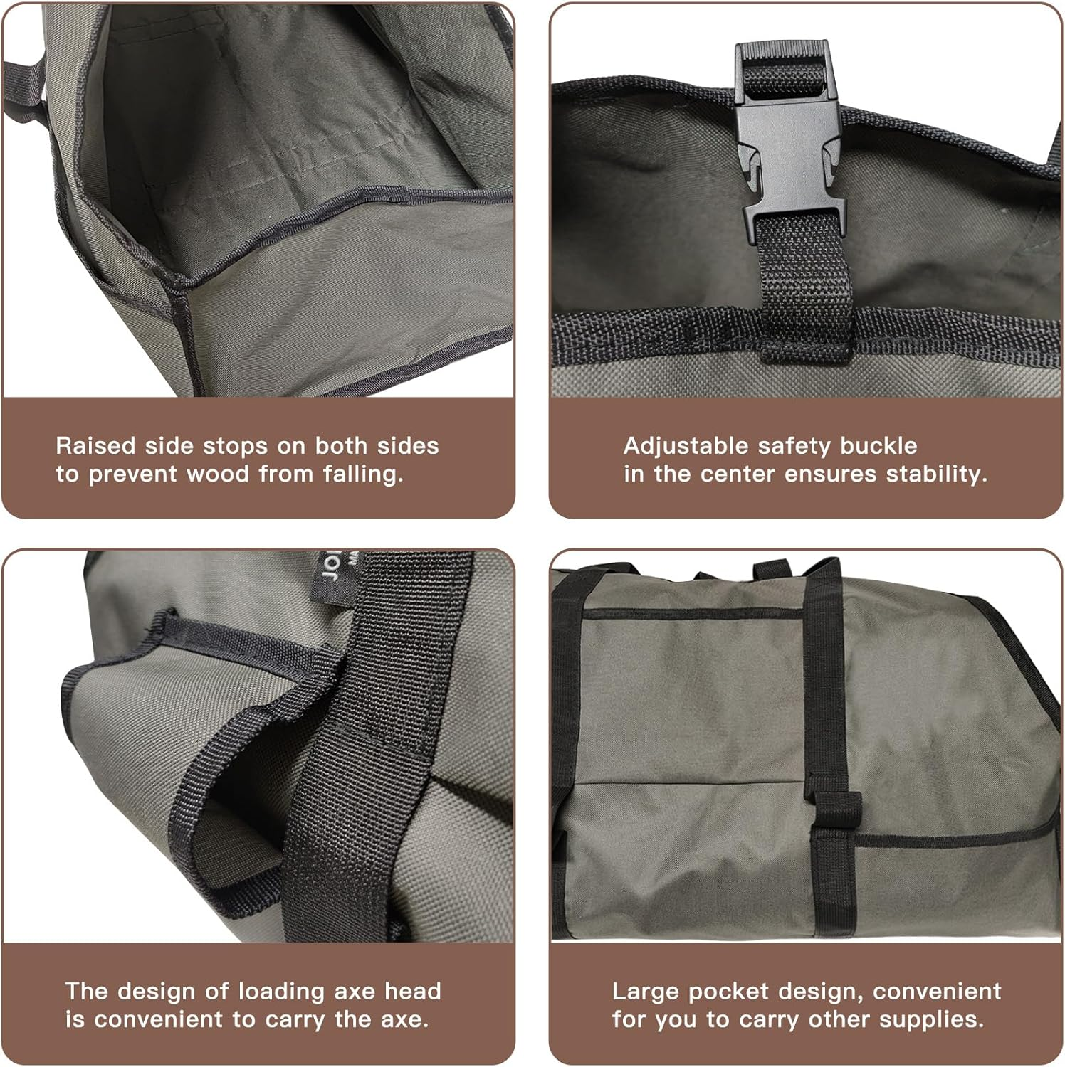 Joroamp Large Firewood Log Carrier, Canvas Log Carrier Bag Tote, Durable Fireplace Wood Stove Accessories, Perfect for Carrying Wood at Indoor or Outdoor, Camping Storage Basket with Handles image number 6