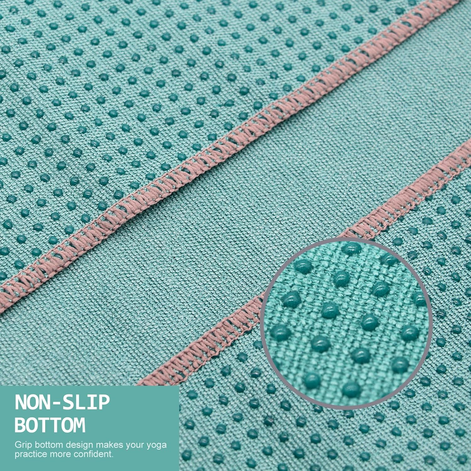 Eunzel Yoga Towel,Hot Yoga Mat Towel with Grip Dots Sweat Absorbent Non-Slip for Hot Yoga, Pilates and Workout 24" X72", Dark Cyan image number 5