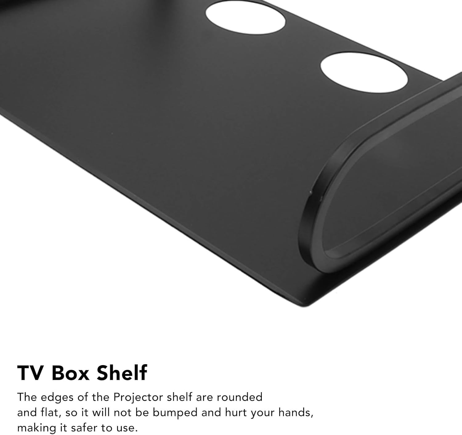 Wall Mounted Projector Shelf Projector Wall Shelf Strong Load Bearing Corner Floating Shelves, Rounded Edges TV Stand for Router TV Box DVD Player Cable Box Black Audio-Visual Shelving image number 3