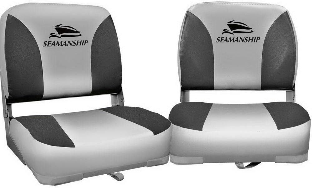 Seamanship Boat Seats, Set of 2 Folding Seat Swivel Chair Floor Chairs Marine Seating Fishing Outdoor Accessories, All Weather Conditions Stainless Steel Grey image number 4