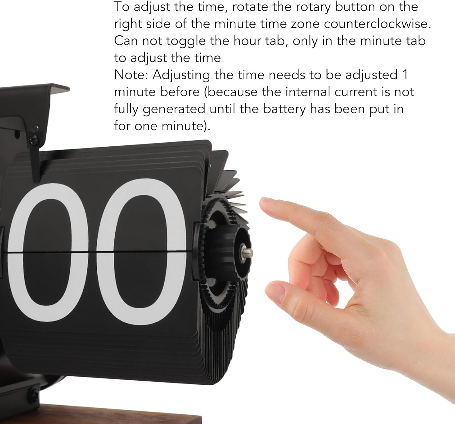 Retro Digital Flip down Clock, Battery Operated Auto Flip Clock, Digital Desk Table Page down Clock with Knob Adjustment, for Home Room Office Decoration (Black) image number 3