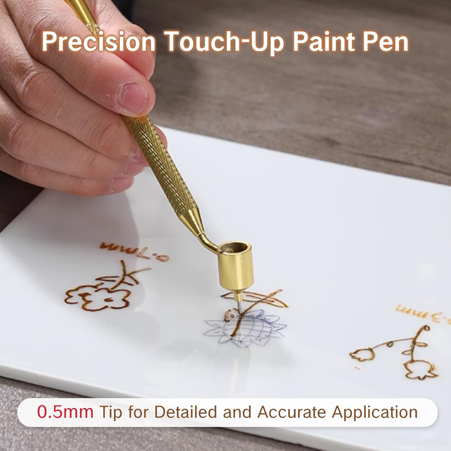 Fine Line Paint Pen Applicator Fluid Writer Tool for Automotive Touch-Up Chip Repair Precision 0.5Mm Tip for Scratch Car Touchup Durable Brass Construction image number 1