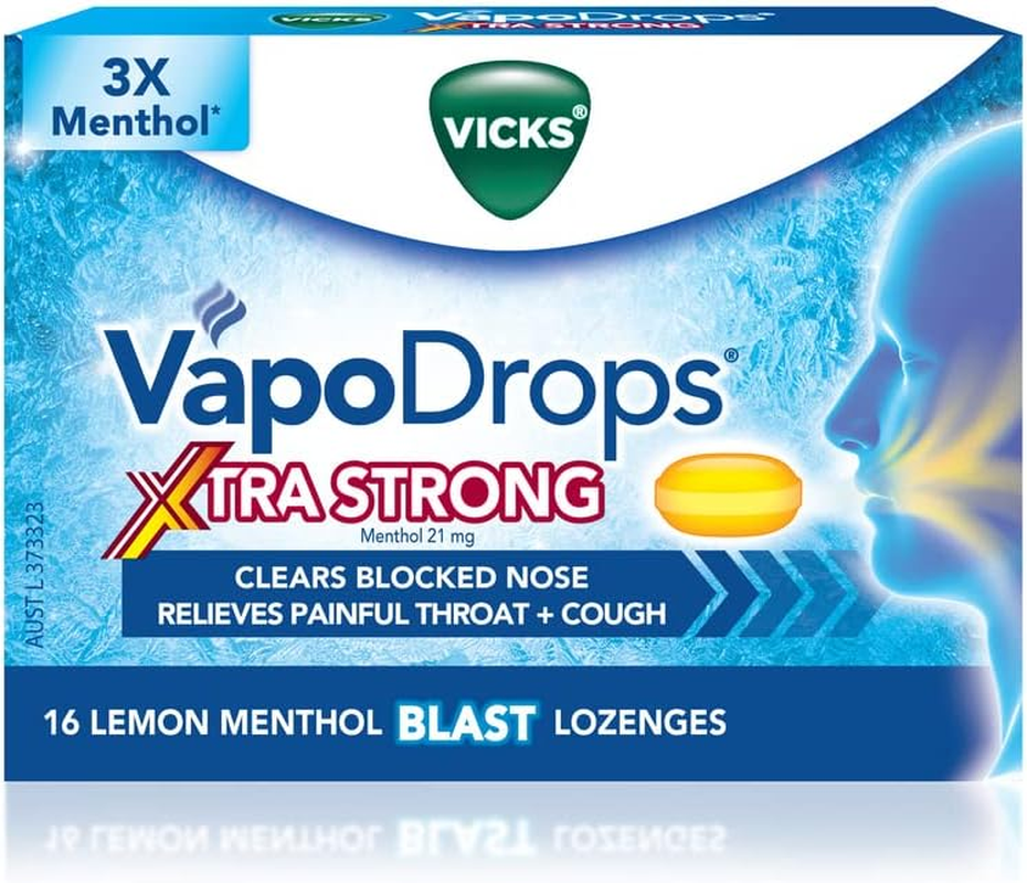 Vicks Vapodrops Xtra Strong Lemon Menthol Blast 16 Lozenges image number 3