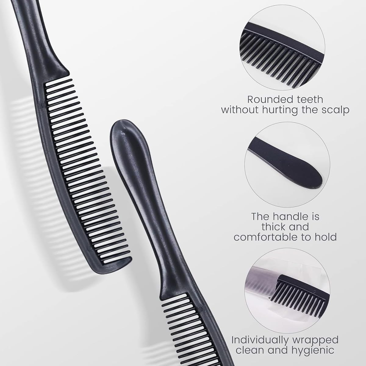 AIMALL 50-Pack Disposable Combs Individually Wrapped, Gentle on Scalp, Lightweight Hygienic Hair Care for Hotels & Personal Use, Measures 7.08 Inches Long - Blue image number 5