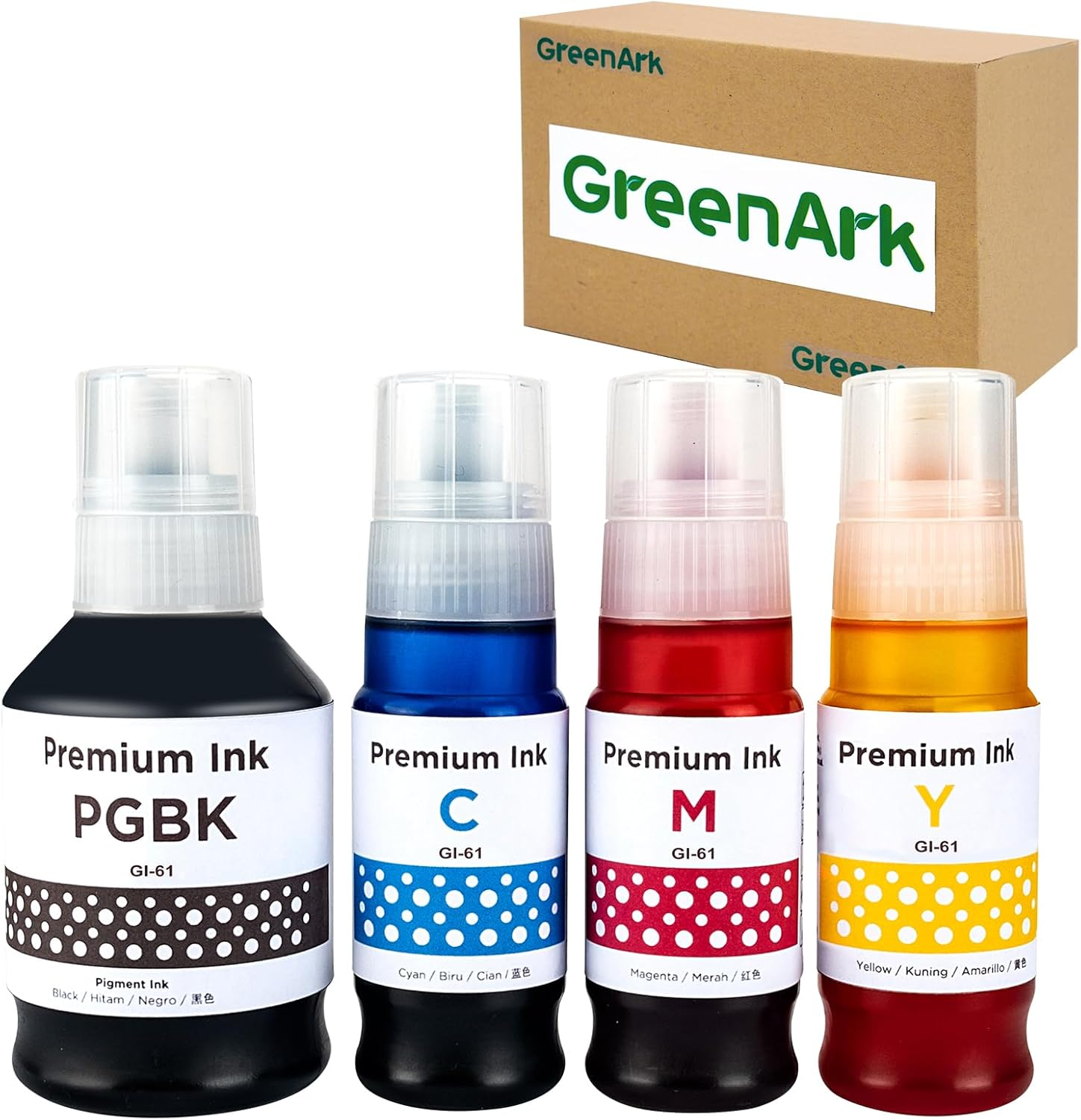 Greenark GI-61 Ink Bottle GI 61 Ink Replacement for Canon PIXMA G3620 G3625 G3630 G3660 G3670 G3675 G3680 G3690 G4670 G4680 (4Pack)