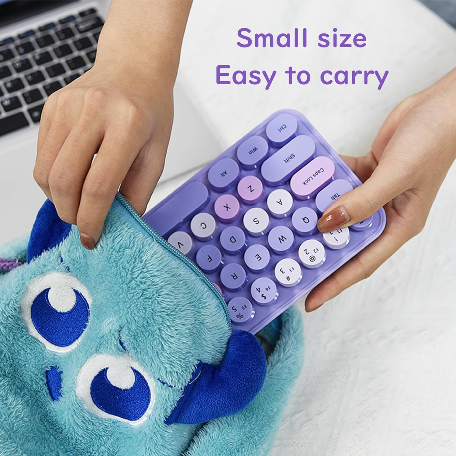 Compact Colorful Wireless Keyboard and Mouse Combo, Soundless 68 round Keys, Suitable for Girls and Kids, Compatible with Notebook, PC (Purple) image number 6