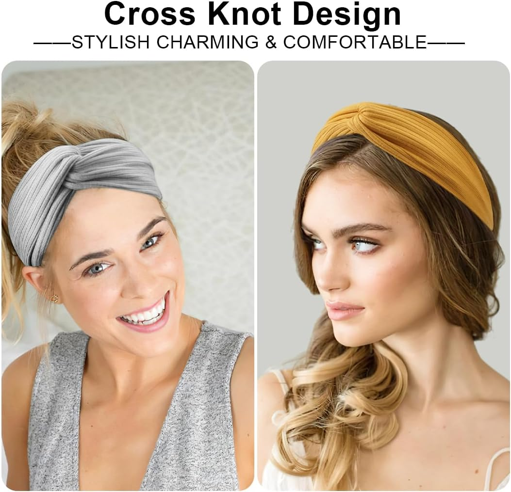 AOEVUIR Pack of 3 Headbands for Women Non-Slip for Short Hair Yoga Workout Running Sports Elastic Hair Bands for Women Hair Twist Turban Hair Wrap for Girls image number 5