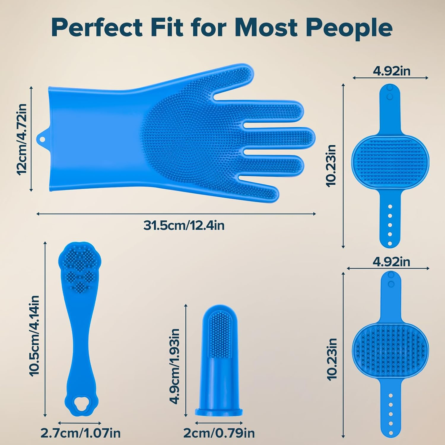 Augwind 6PCS Pet Grooming Kit | Dog Washing Gloves | Dog Bath Brush | Dog Bath Gloves | Dog Shampoo Brush | Pet Grooming Gloves | Cat Bathing Supplies | Dog Bath Supplies (Navy Blue) image number 6