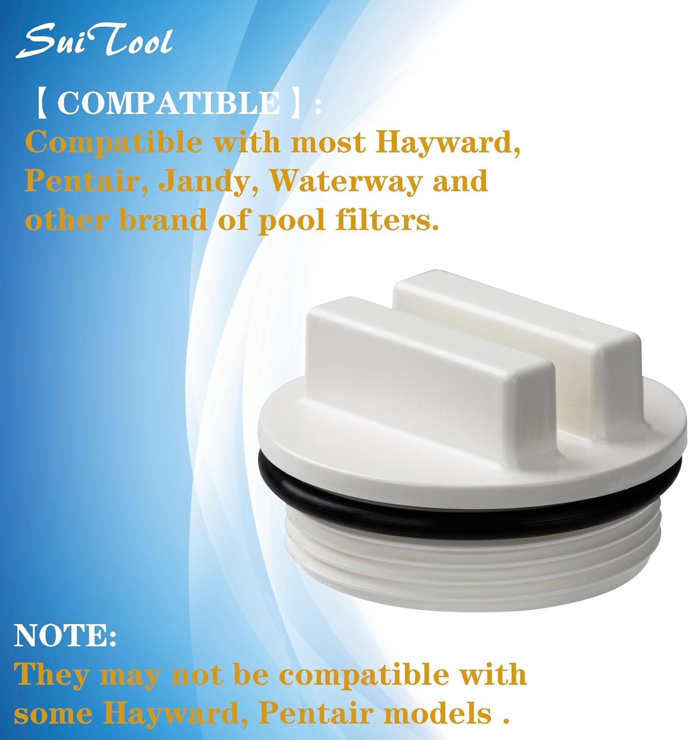 1-1/2" Threaded Pool Filter Drain Plug Cap Winterizing Plug, SP1022C with O-Ring Replacement for Pentair, Hayward, Sta-Rite Pool Filter Darin Plug (2 Pack) image number 6