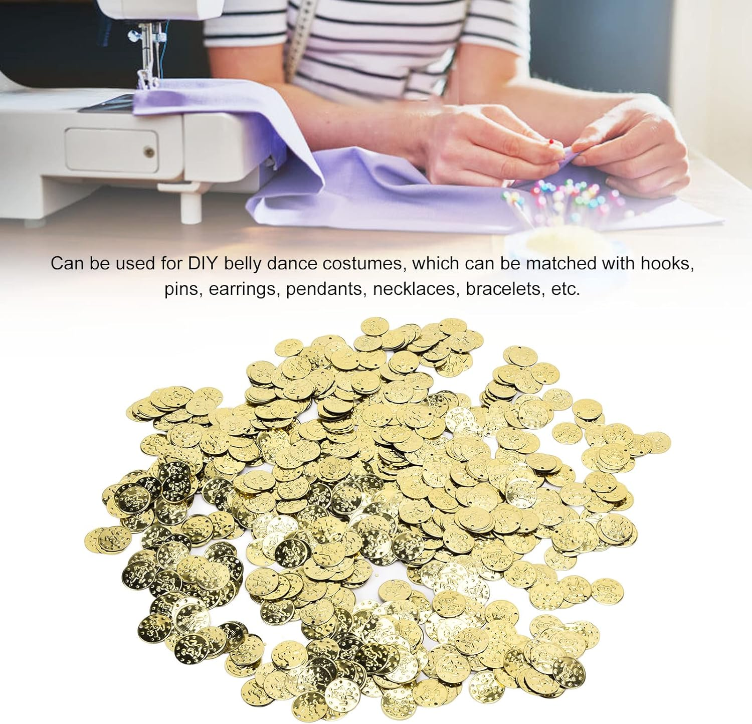 2000Pcs Belly Dance Coins, Belly Dance Costume Coins, Exquisite Sequins Pendants for DIY Costume, Waist Chains, Clothing Accessories (Gold (Bird Coin)) image number 3