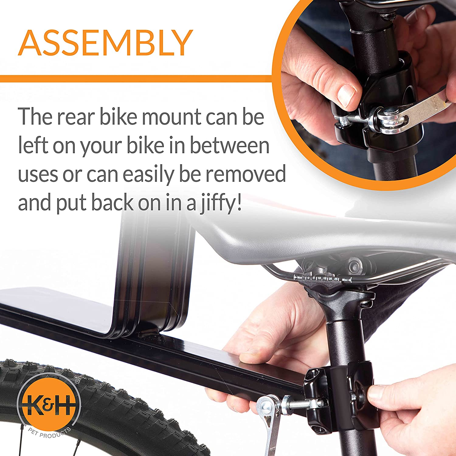 K&H Pet Products Universal Rear Bike Mount for Travel Bike Basket & Backpack Black Universal Fit image number 4