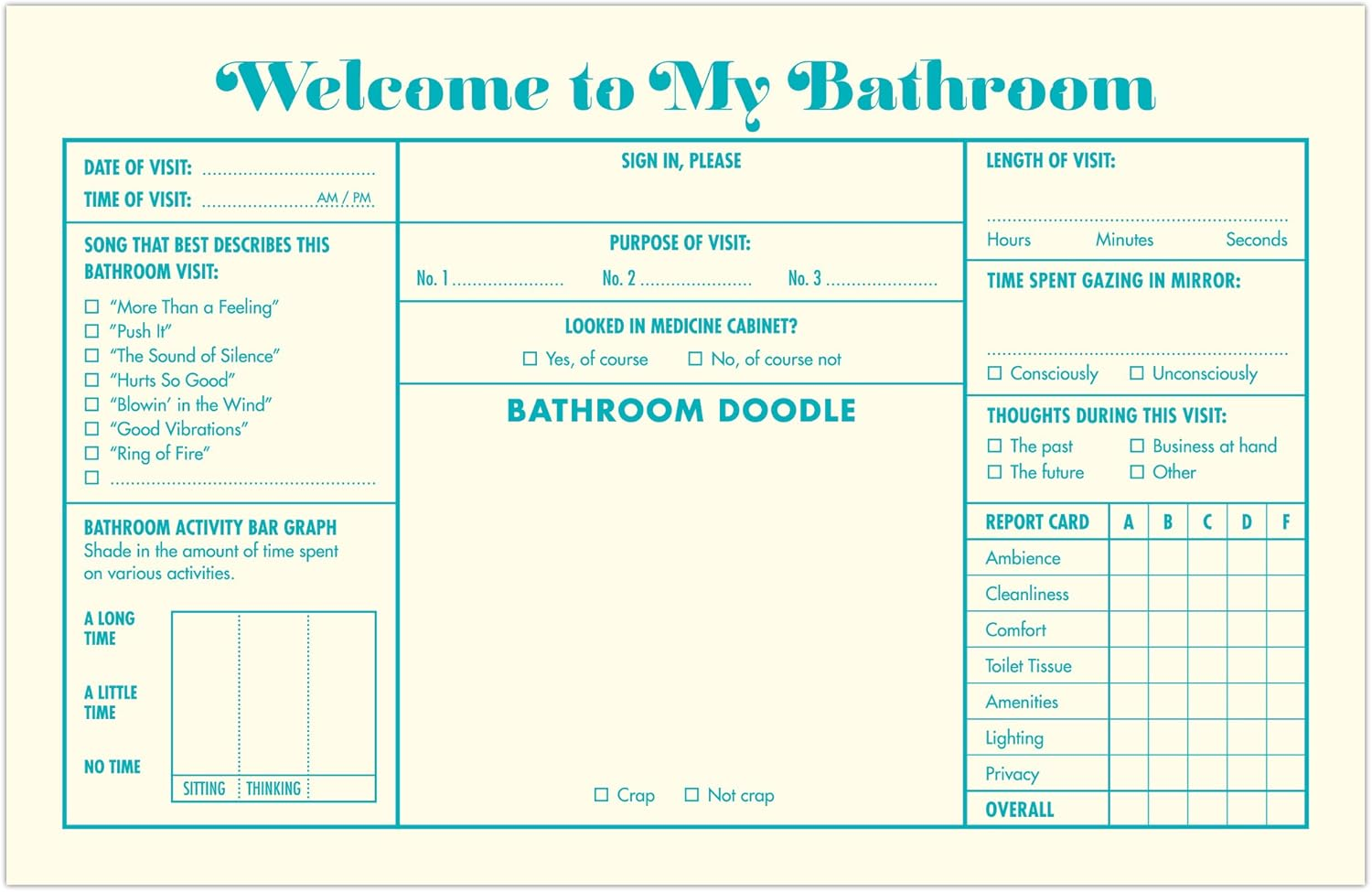Knock Knock Bathroom Guest Book, Funny Guest Bathroom Book, Adults, Fill-In-The-Blank Book, 112 Pages image number 1
