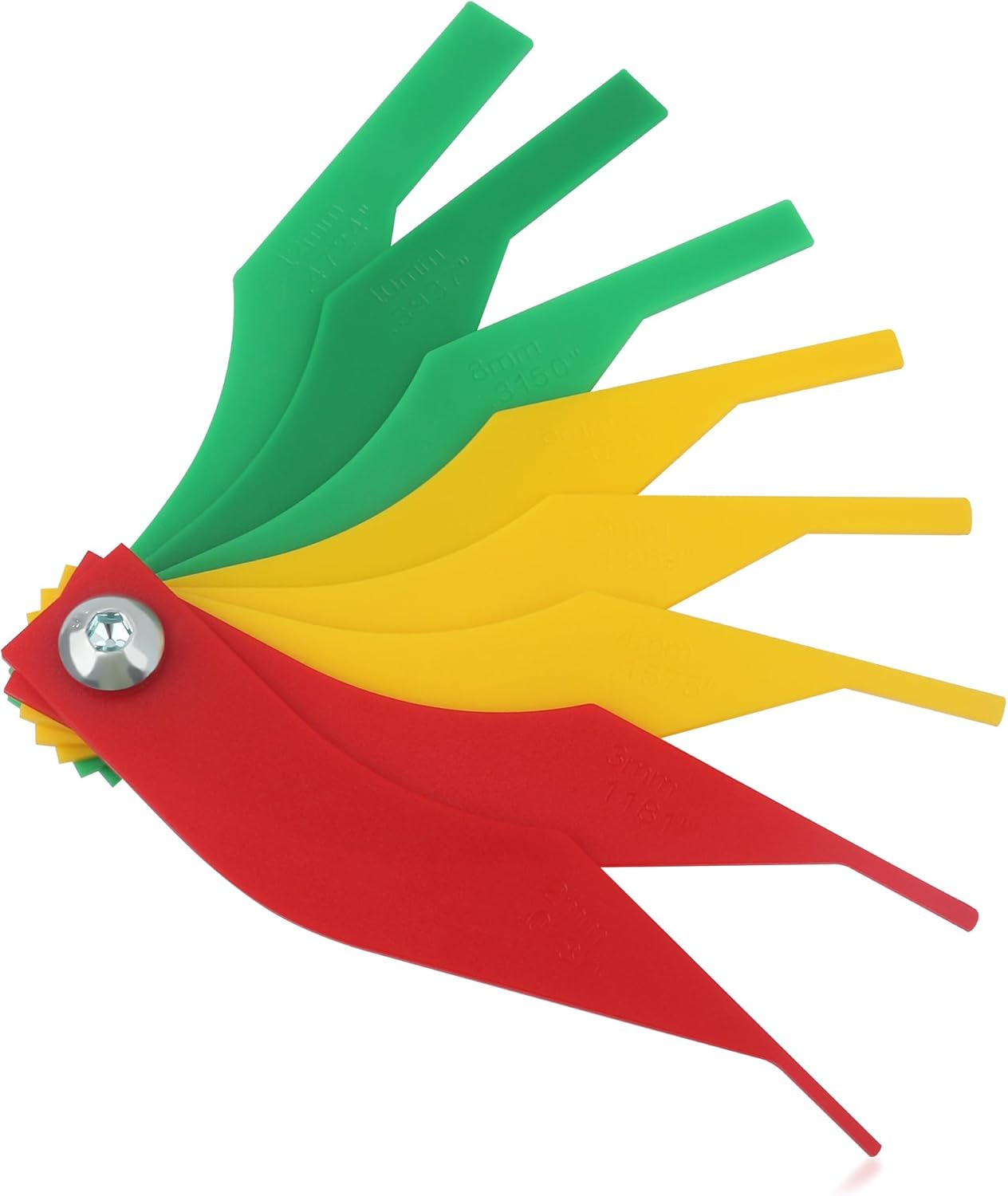 8PCS Brake Pad Measuring Tool,Color Coded Brake Pad Gauge with Metric & SAE Size,Durable Nylon Brake Pad Thickness Gauge Automotive Tool for Quickly Measure Disc & Drum Brake Pad image number 1