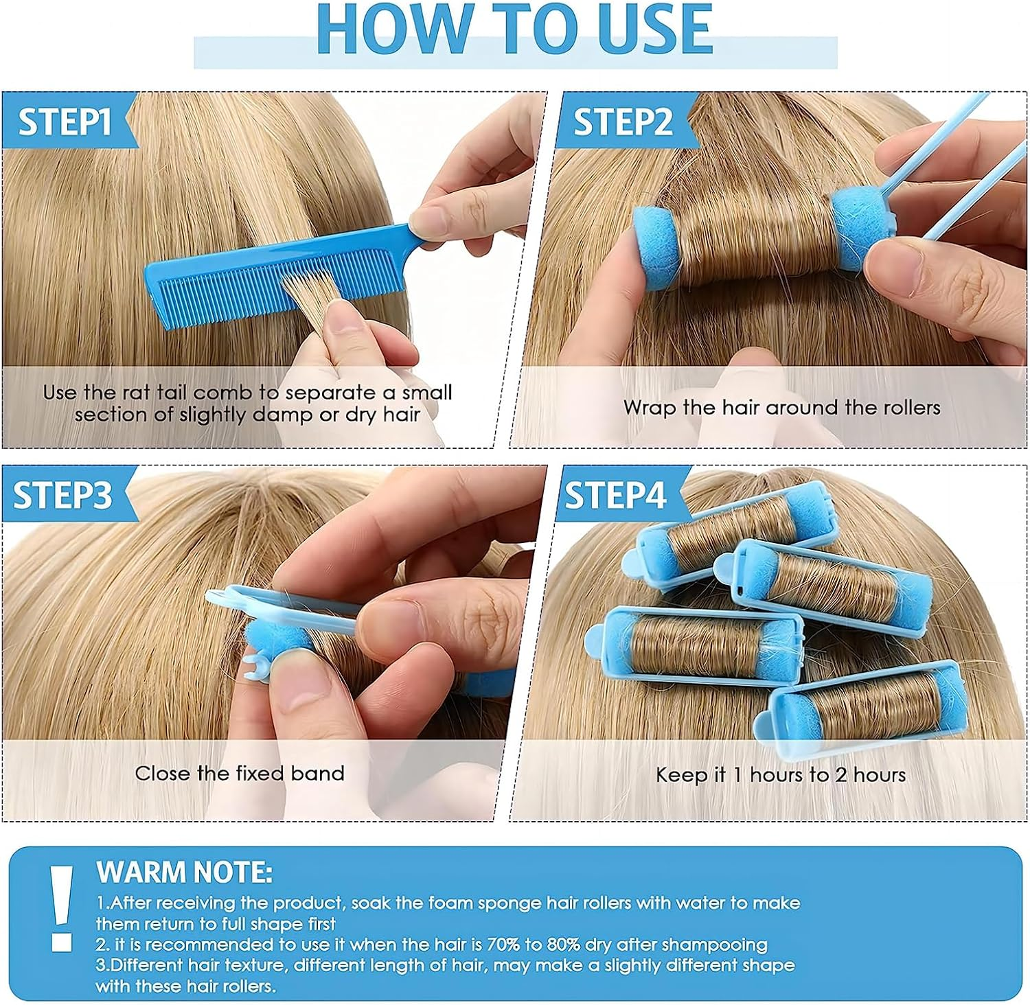 PAITOK Foam Sponge Hair Rollers for Short Hair,36Pcs Soft Curlers Flexible Sponge Curlers 20Mm Mini Foam Hair Styling Home DIY Curling Tools for Women and Kids (Pink, Yellow, Blue) image number 6