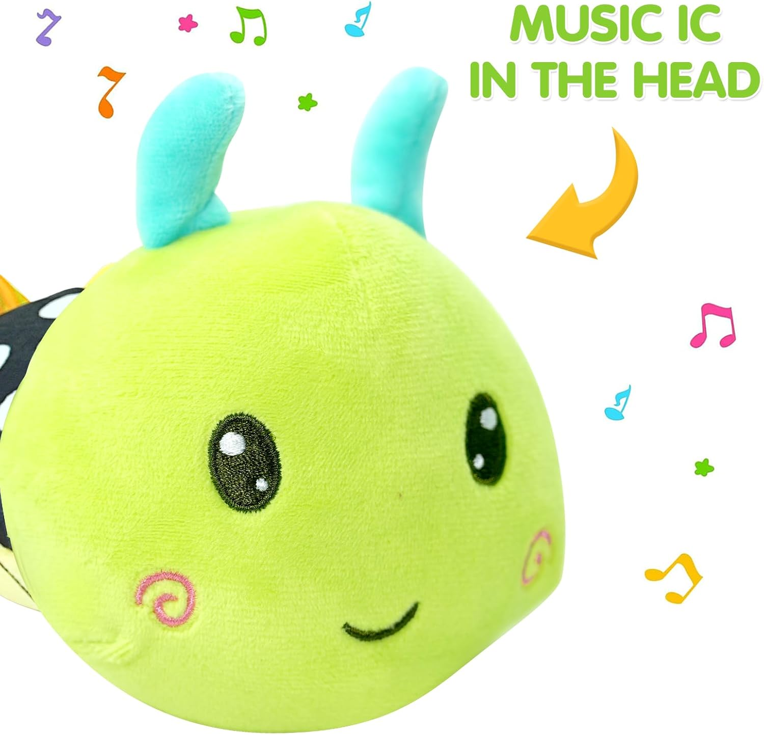 Baby Toys 0-6 Months, Musical Caterpillar Tummy Time Toy, Sensory Toys 6-12 Months, Infant Soft Stuffed Plush Animal Toy with Rattle Crinkle for Boys Girls Newborn Birthday Gifts 3 6 9 Months image number 3