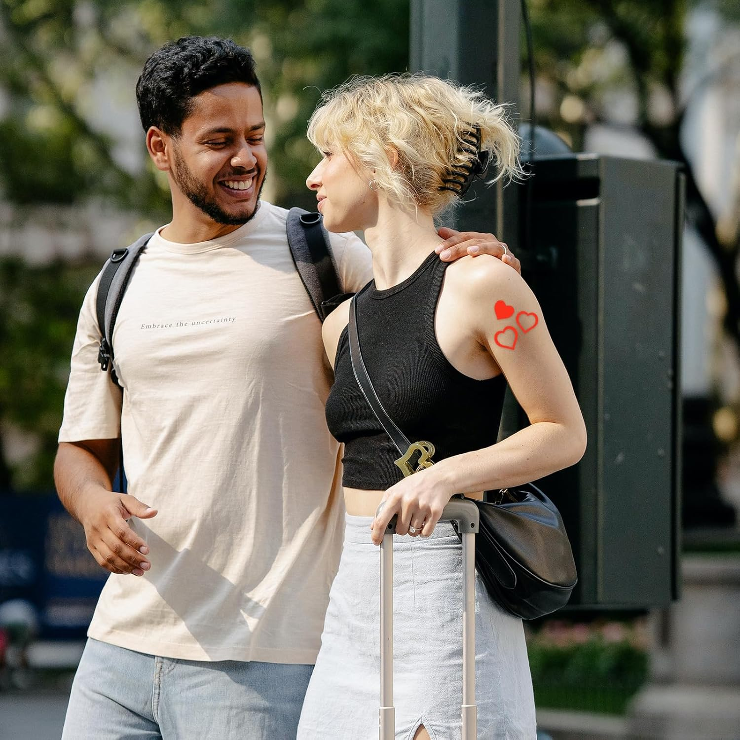 500 Pieces Tanning Stickers, 1 Inch Heart Shape Stickers Cute Body Stickers for Tanning Self Adhesive Sunbathing Stickers image number 1