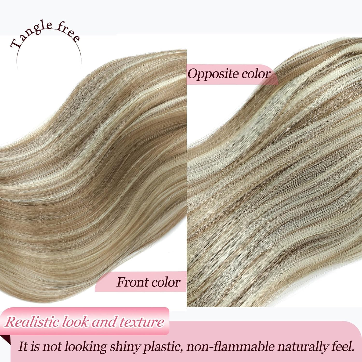 FINE plus Clip-In Extensions, 6 Pieces, Long Wavy Hair Extensions, Synthetic Extensions, Double Weft Hair, Full Head, Seamless Hairpiece for Women (77.33 Cm, Ash Brown with Platinum Highlights) image number 5