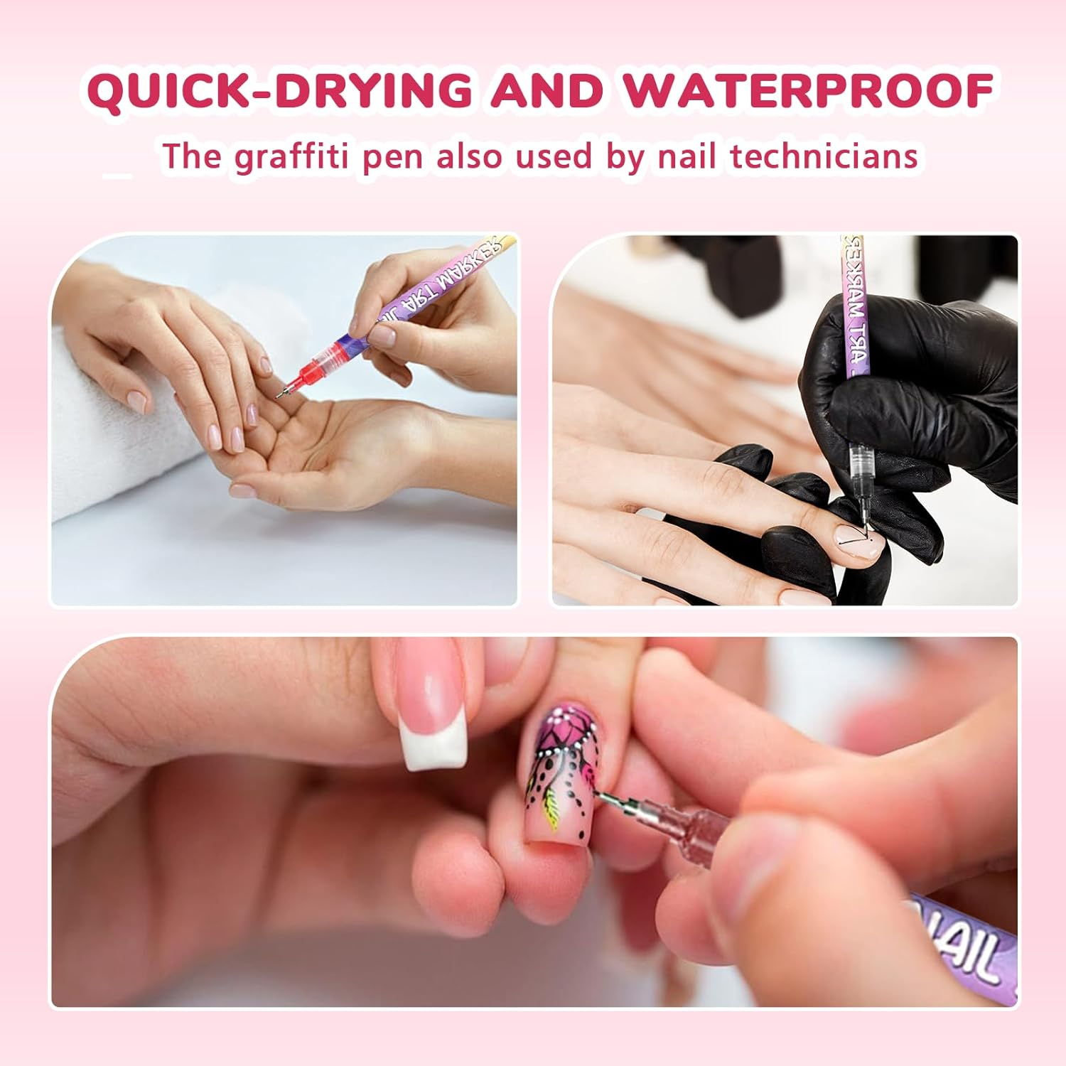 12 Colors Nail Art Pens Set,Vibrant Colors 12 Piece Nail Pens,0.5Mm Fine Tip Portable Plastic Nail Art Tools for Home Nail Salon on the Go image number 1