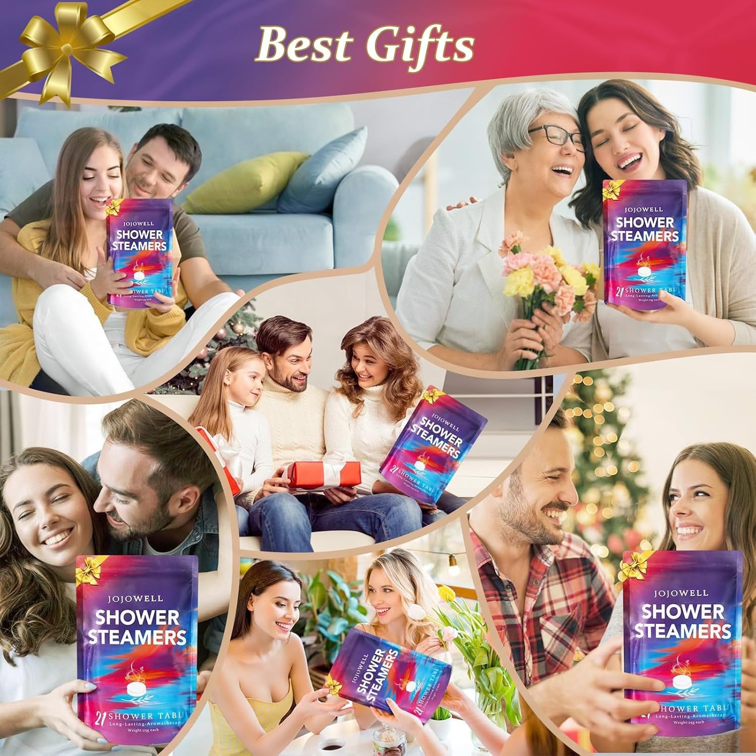 Jojowell Shower Steamers Aromatherapy - 21Pcs Shower Bombs Birthday Gifts for Women Essential Oil, Nasal Relief, Self Care Spa Gifts for Women, Gifts for Her, Wife, Mom Birthday Gifts image number 5