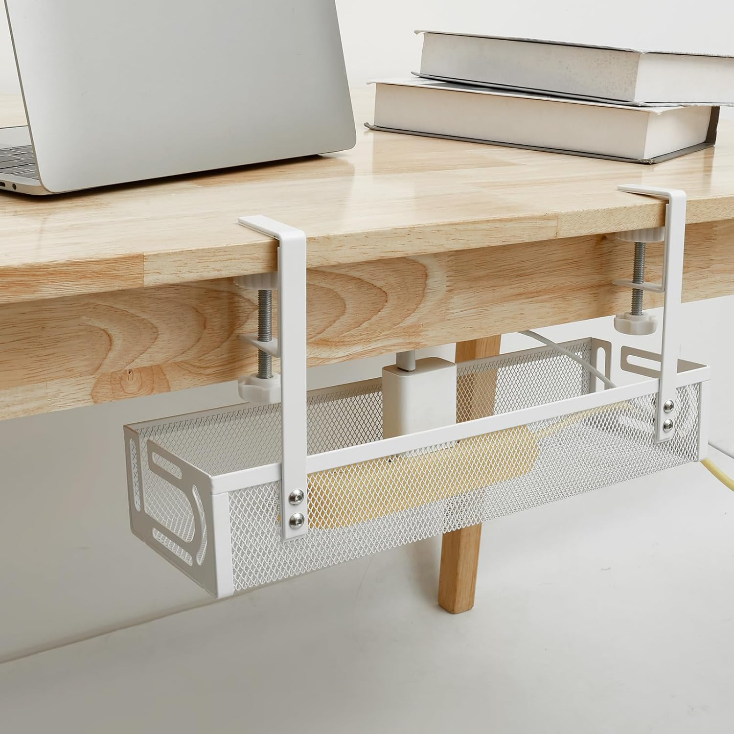 DJAPWPX under Desk Cable Management Tray, Solid Easy to Install Steel Desk Cable Organizer, Reducing Dust Metal Cord Organizer Kit for Office (Black)