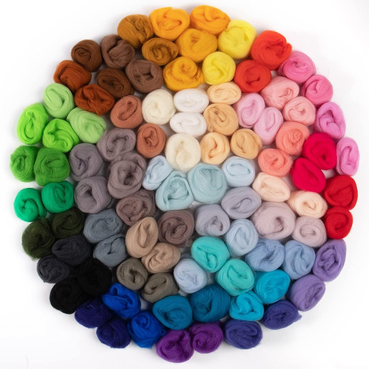 72Pcs 7.6 Oz Needle Felting Wool- 24 Dark Colors Nature Fibre Wool Yarn Roving Needle Felting Hand Spinnings for Wool Felting Yarn Supplies DIY Craft Materials, 3G/Pack