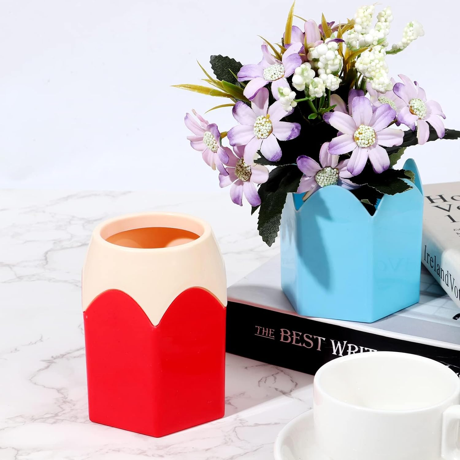 6Pcs Pencil Shaped Pen Holders - Cute Desktop Pen Cup & Makeup Brush Container - Creative Stationery Storage for Office & Home Decoration image number 4