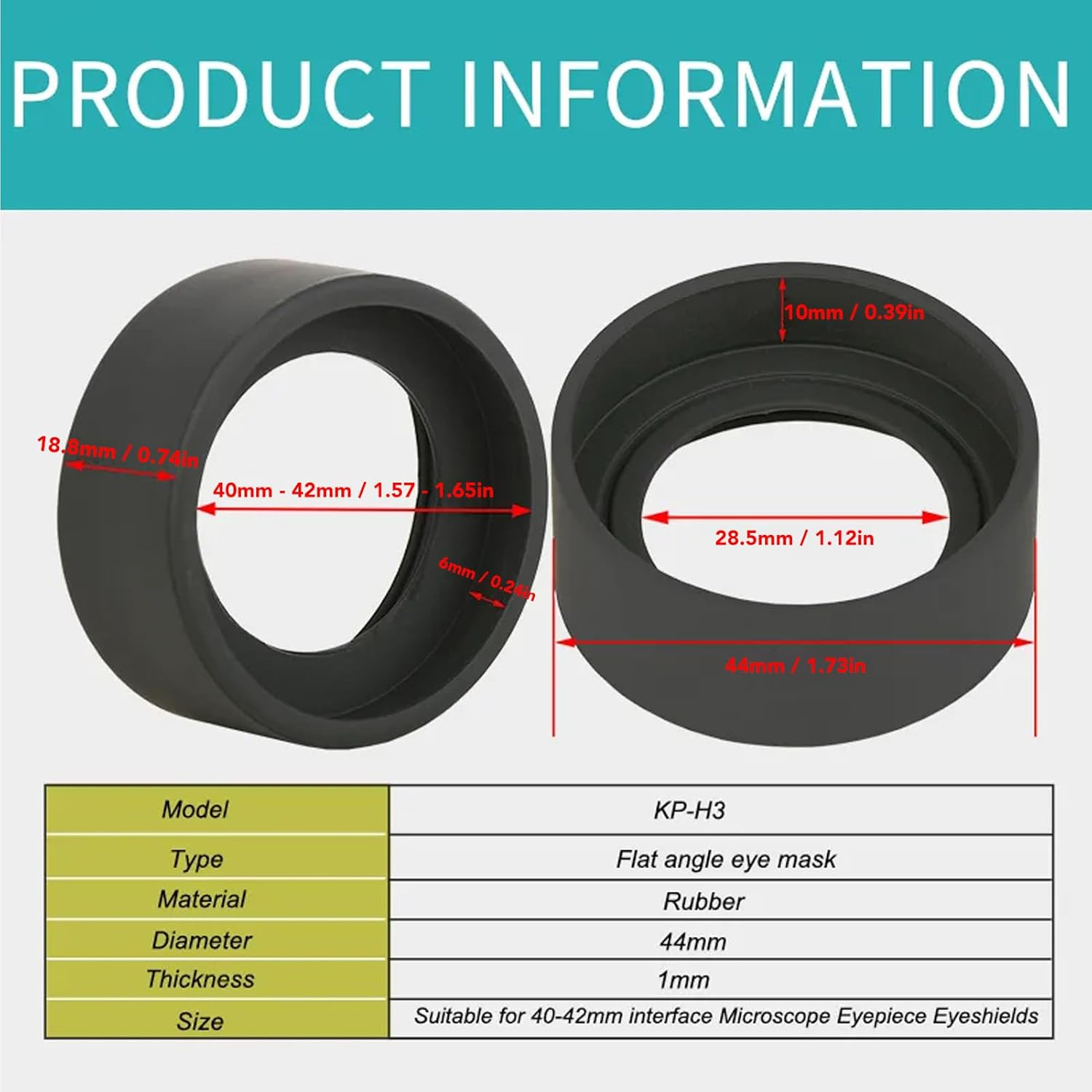 2 Pieces Stereo Microscope Eyepiece Eye Protection, Rubber Flat Angle Eyepiece Protector, Black Eyepiece Eyecup Protector for Eyepieces with 40-42Mm Interface image number 3