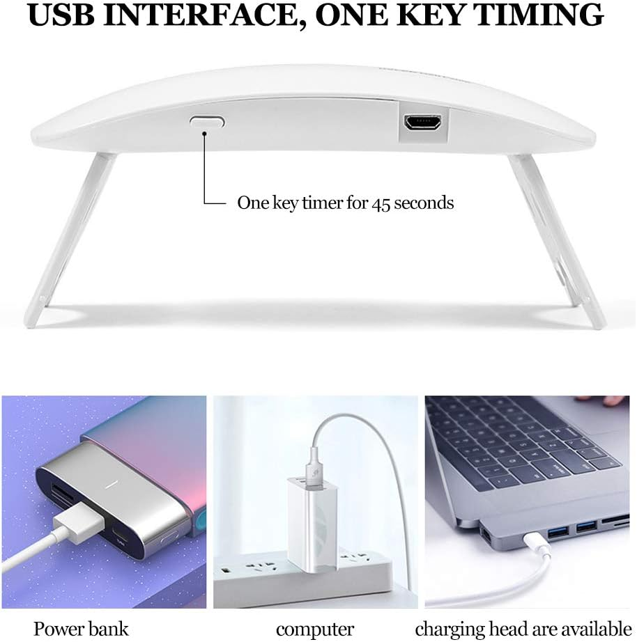UV LED Nail Lamp, Gel Curing Light USB Professional with Folding Stand for Salon for Home
