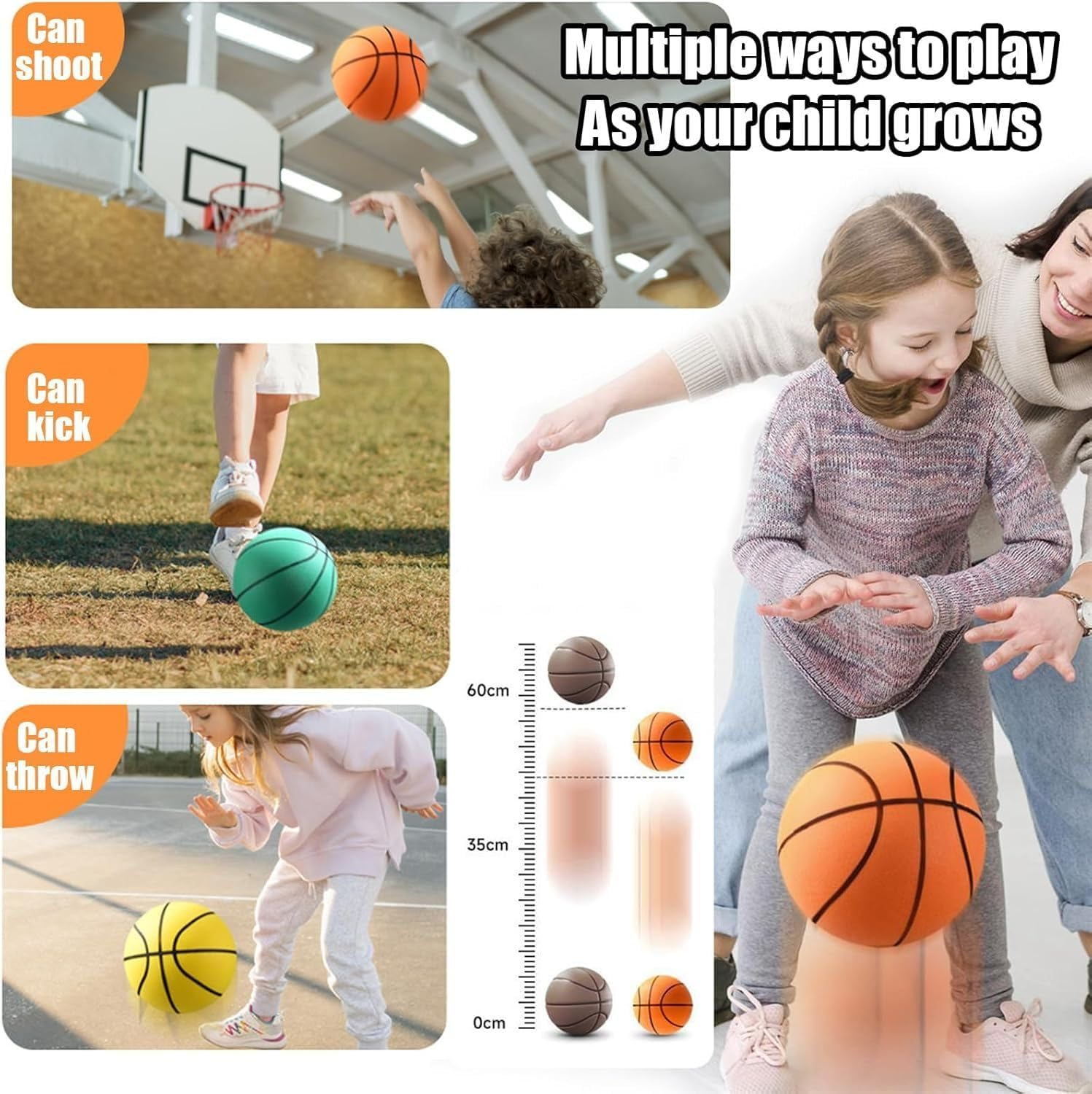 Silent Basketball,Dribble Dream Silent Basketball,Si Lent Basket Ball Indoor Use,Foam Basket-Ball Indoor Training Ball for Various In-Door Activities for Quiet Dribbling(No. 7,9.4 In) image number 4