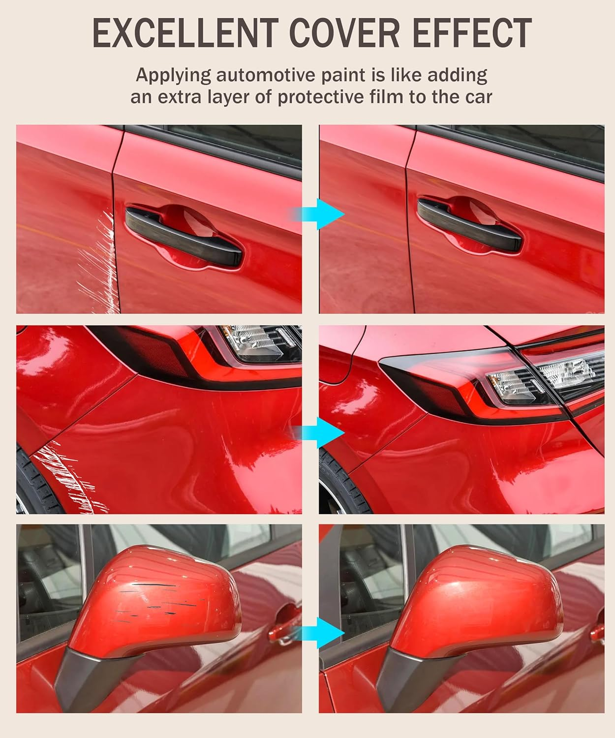 Touch up Paint Pen,Car Scratch Remover for Deep Scratches,Two-In-One Car Paint Scratch Repair Pen,Car Accessories Car Paint Pen Car Touch up Paint,Car Scratch Remover for Deep Scratches (Red)