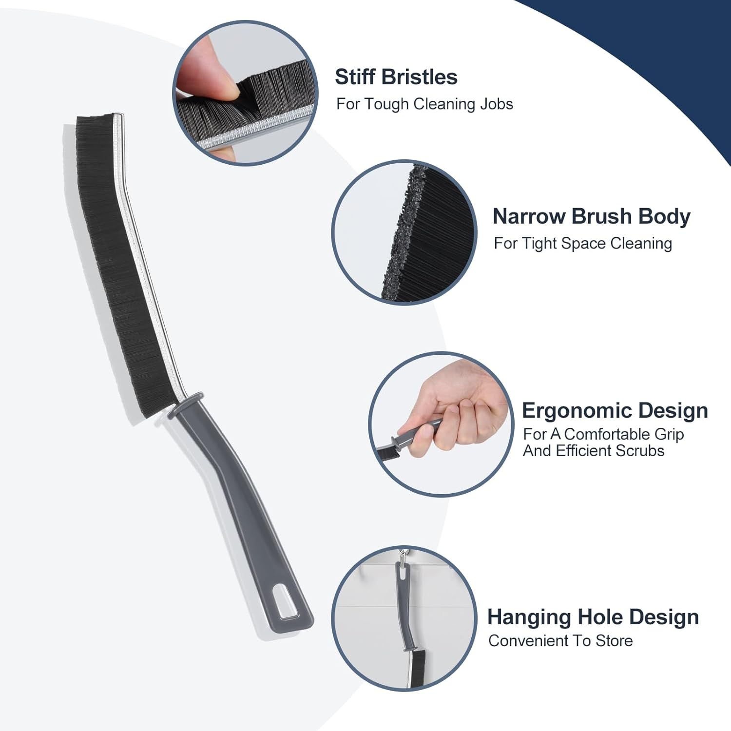 3 Pack Crevice Cleaning Brush Groove Cleaning Tool Window Gap Cleaning Brush Grout Brush for Tiles, Hard Bristle Brush for Bathroom and Kitchen, Authentic Guarantee image number 1