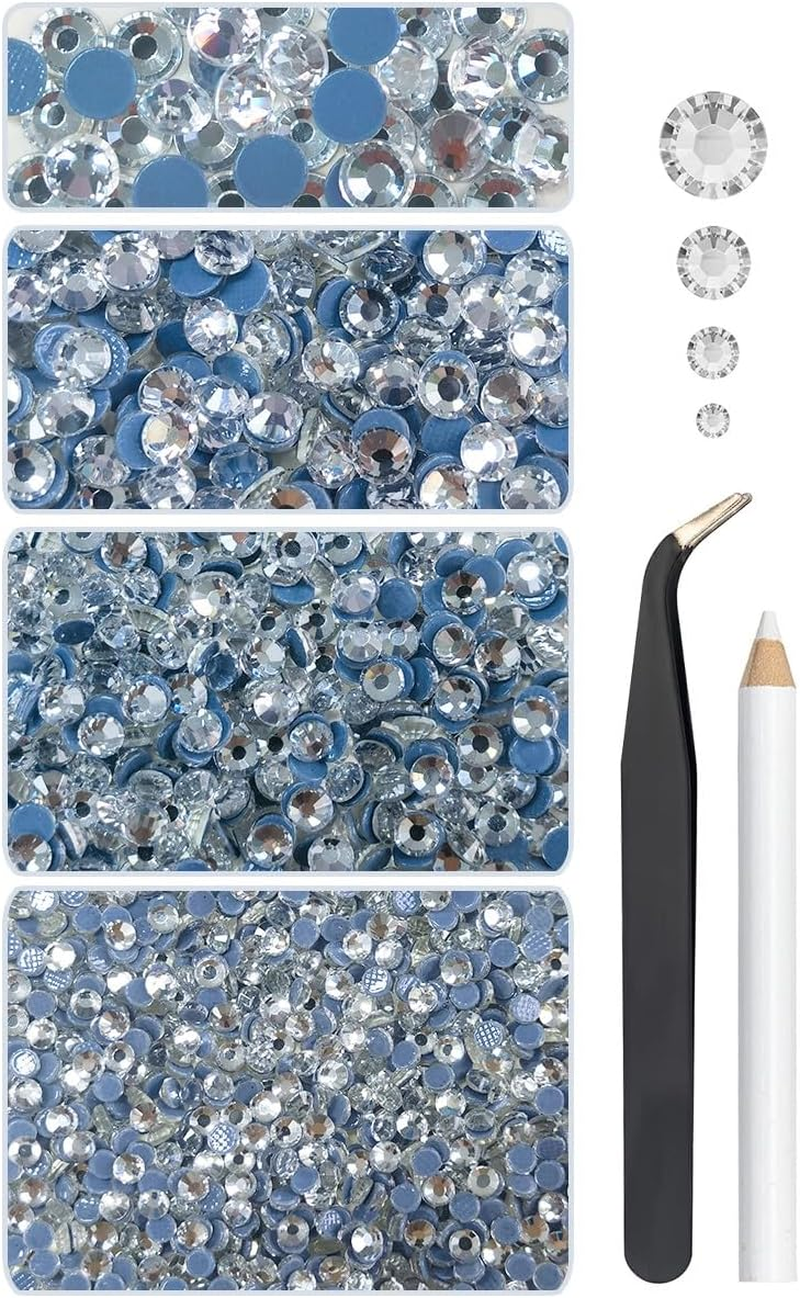 Qiipii Hotfix Rhinestones Flatback Golden Rhinestones for Crafts Clothes 4 Sizes SS10-SS30 Hot Fix K9 Glass round Champagne Gold Crystals Stones Gems W Pick Pen for Crafting Shoes Bag DIY Decoration image number 1