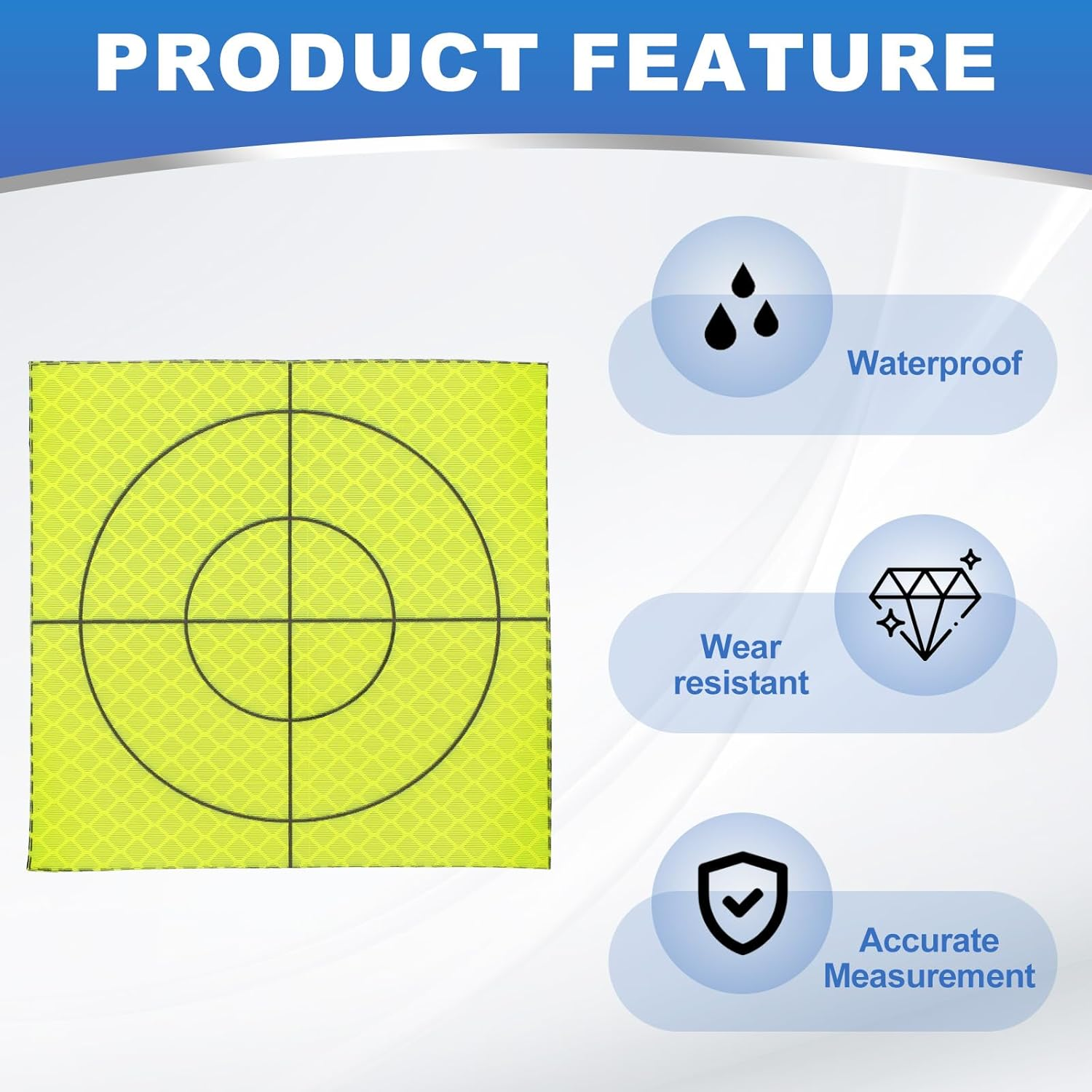 Uxcell Survey Reflector Sheets 100X100Mm, 12 Pcs Self-Adhesive Reflective Target Sheets Survey Target Mark Tape for Total Stations Check Shots Back Sights Monitoring, Green