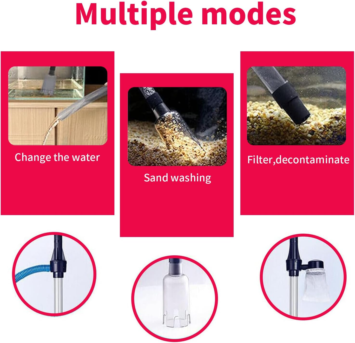 Electric Aquarium Gravel Vacuum, Fish Tank Cleaner for Easy Water Change & Gravel Cleaning, Multi-Function Vacuum for Fish Tanks, Ponds & Turtle Tanks