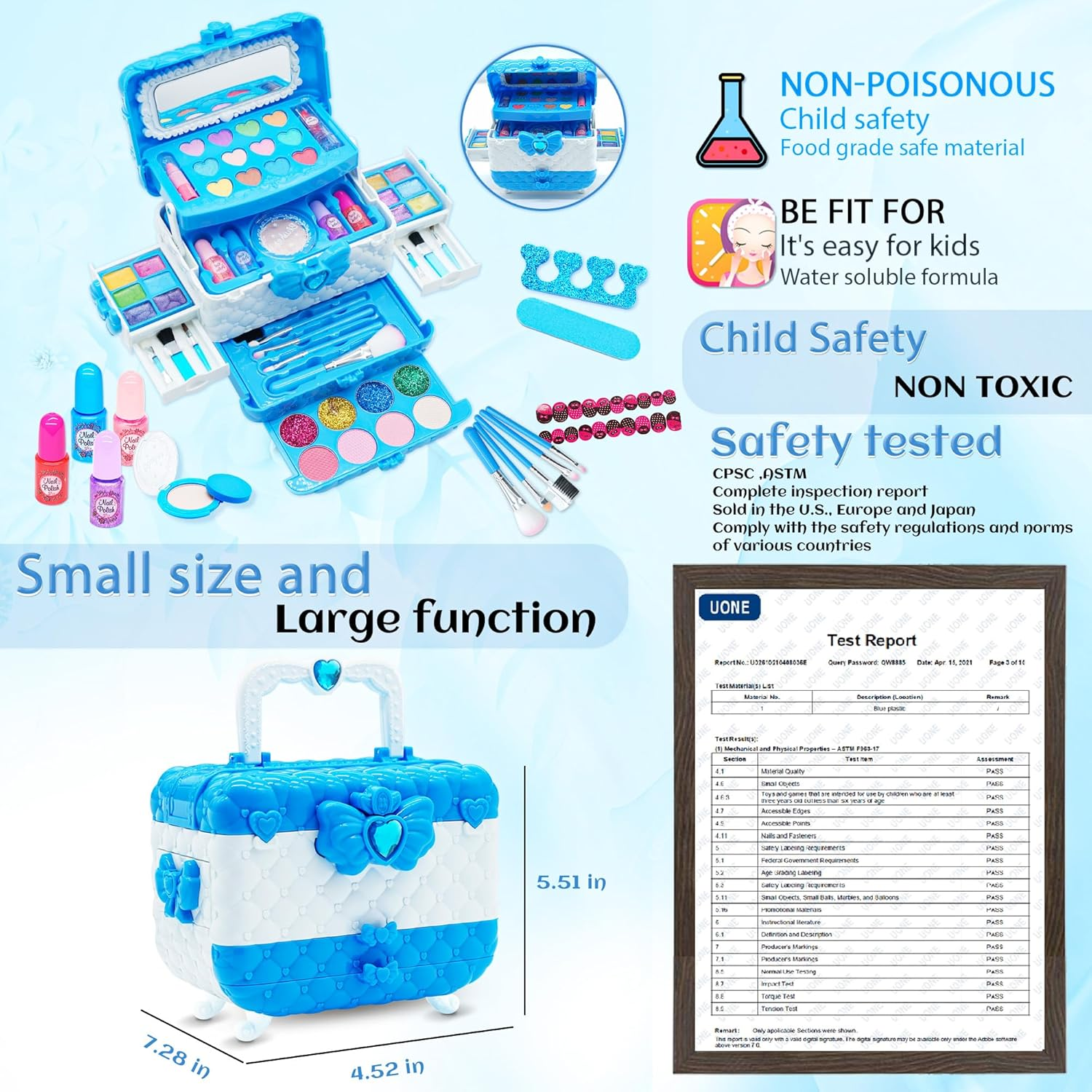 Kids Makeup Kit for Girl - 57PCS Frozen Toys for Girls,Real Washable Makeup Little Girls Gift,Toddler Play Make up Kids Toys Makeup Vanities for Princess Girls Children Age 4+ Christmas & Birthday Toy image number 6