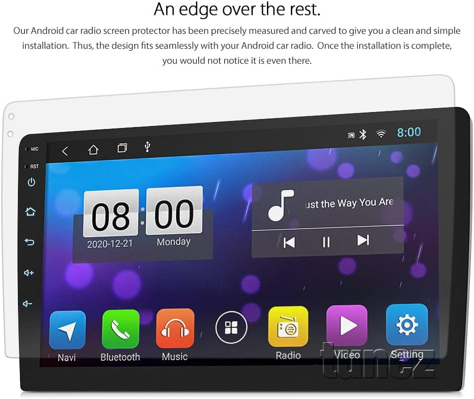 TUNEZ&reg; Tempered Glass Screen Protector Compatible with Universal Car Audio Head Unit Radio Player Clear Protection (10-Inch Head Unit) image number 1