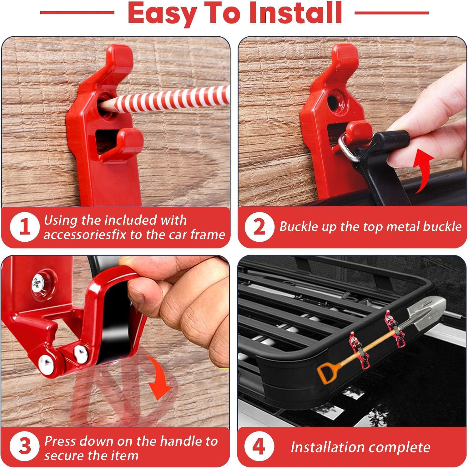 Wzenclave 2Pack Shovel Mount Metal Rubber Clamp Roof Luggage Rack Tool Clip Zinc Alloy Fire Accessories Car Accessories for Boats Overlanding Gear Quick Release Axe Tool Holde Wall Mounting Brackets