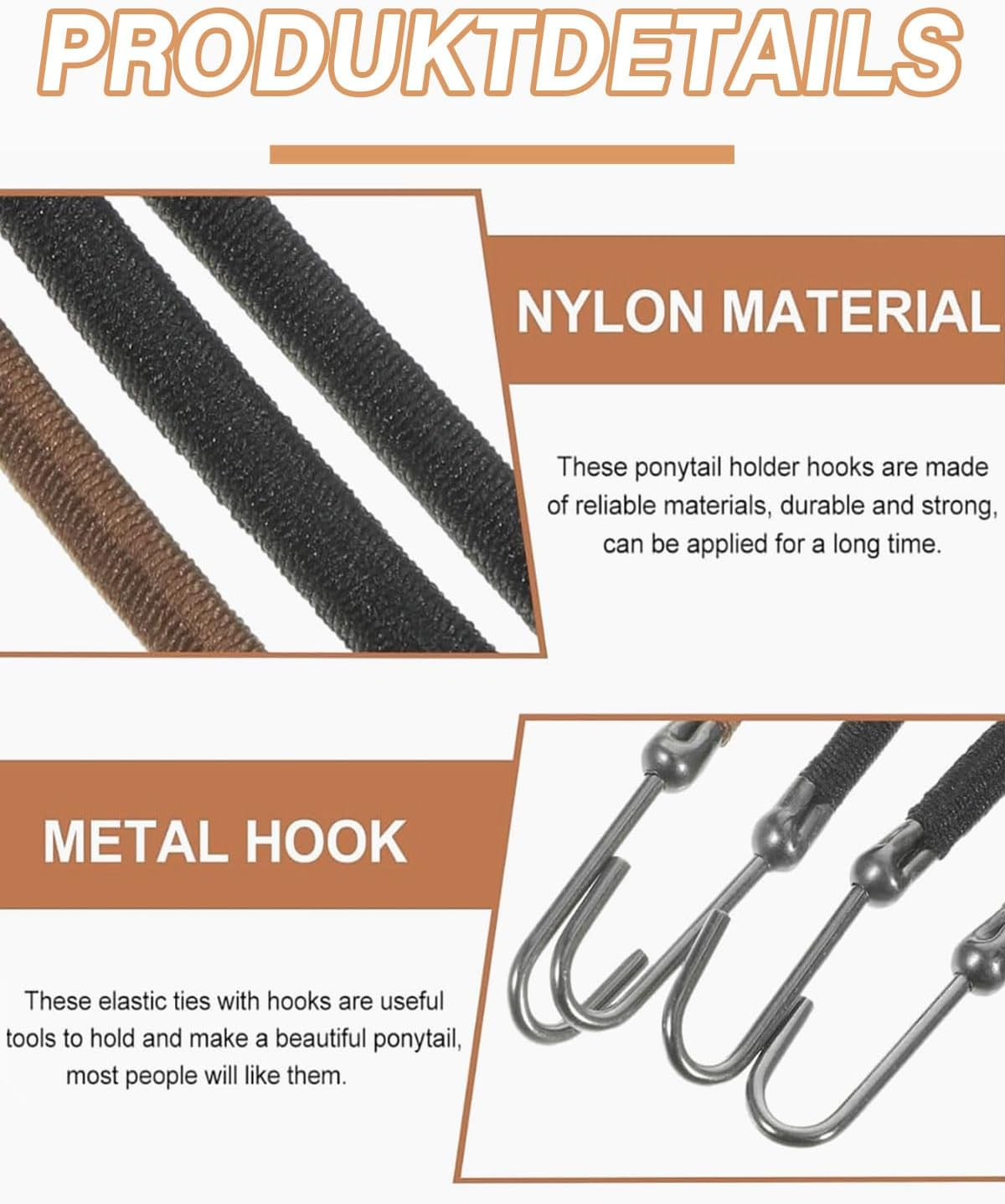 FUGLUS 18 Pieces Hair Scrunchie Hooks, Elastic Hair Bands, Open Ponytail Hooks, Hair Bands with Hair, Ponytail Hook Hair Clips for Women and Girls, Hair Scrunchie image number 3