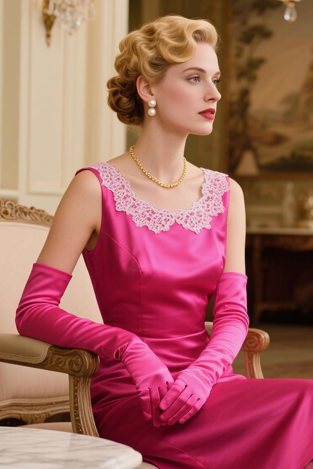 BABEYOND Long Opera Party 1920S Satin Tea Party Gloves Costume Stretchy Adult Size Elbow Length - 70Cm-Black image number 5