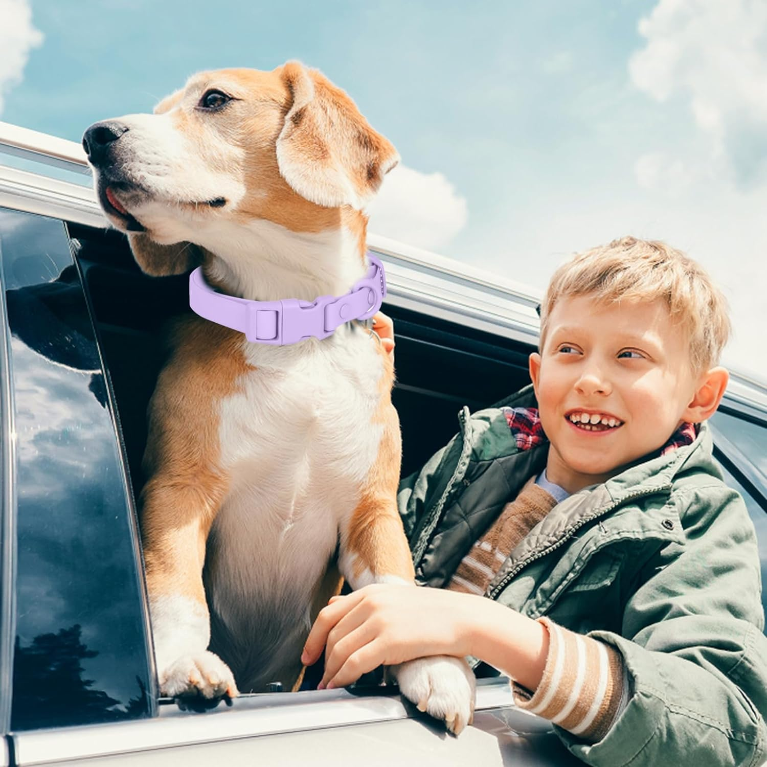 Waterproof Dog Collar Soft Rubber Dog Collar with Safety Buckle Adjustable Pet Collars for Small Medium Large Dogs image number 6