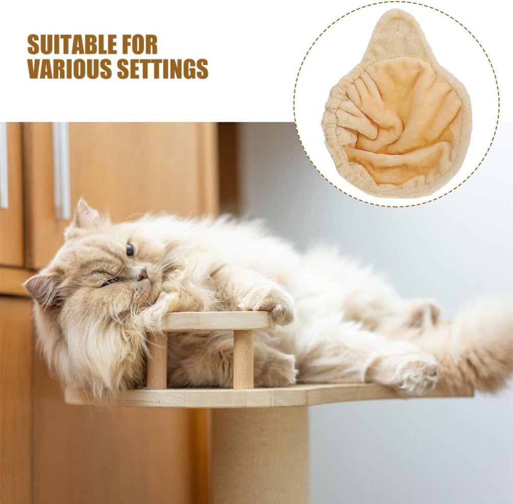 Kisangel Cat Hammock Bed Cat Tree Hanging Hammock Plush Climbing Bed Nest Basket for Indoor Home Lounger Attachment, Beige image number 4
