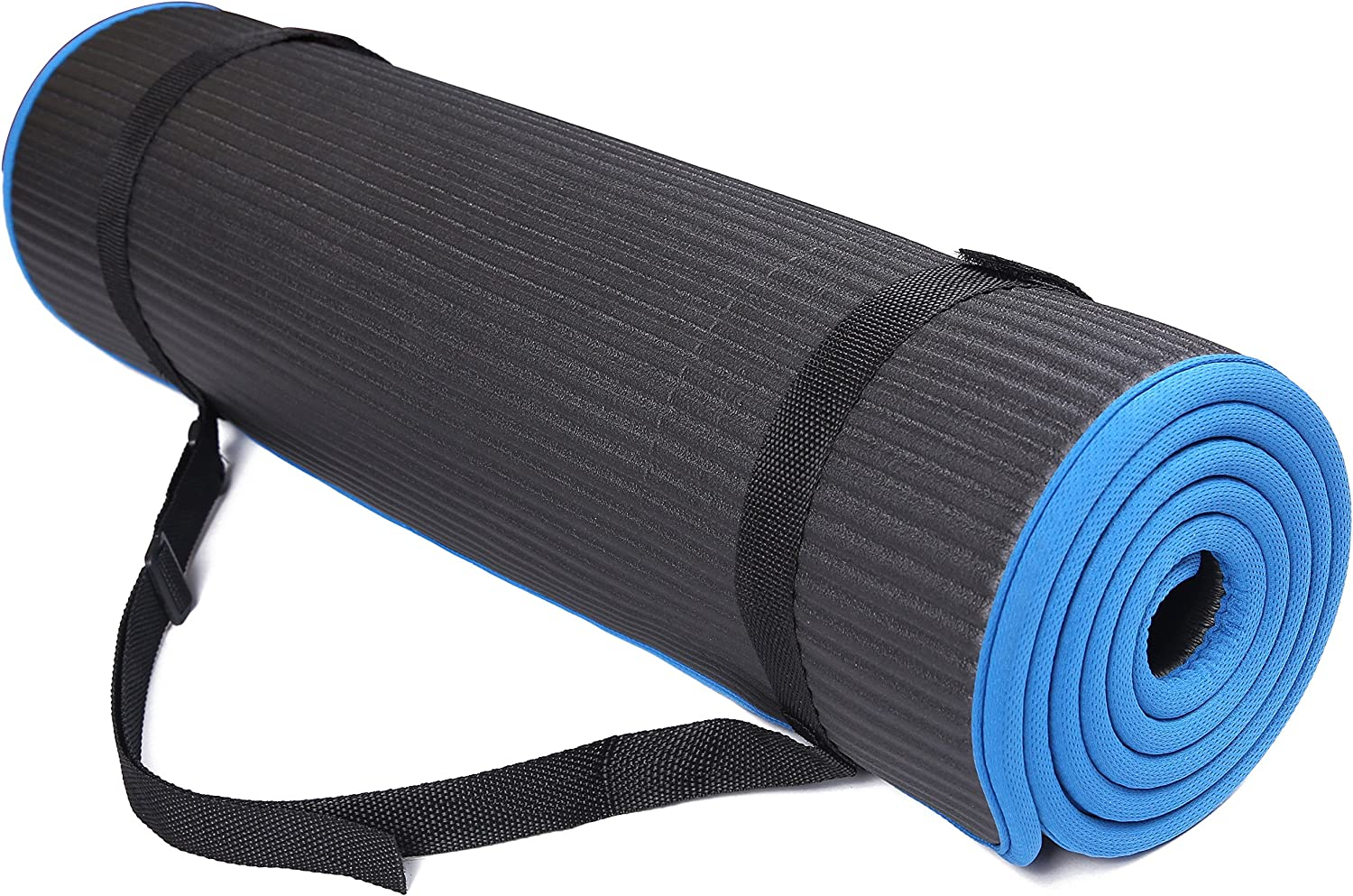 Signature Fitness All-Purpose 2/5-Inch (10Mm) Extra Thick High Density Anti-Slip Exercise Pilates Yoga Mat with Carrying Strap, Multiple Colors