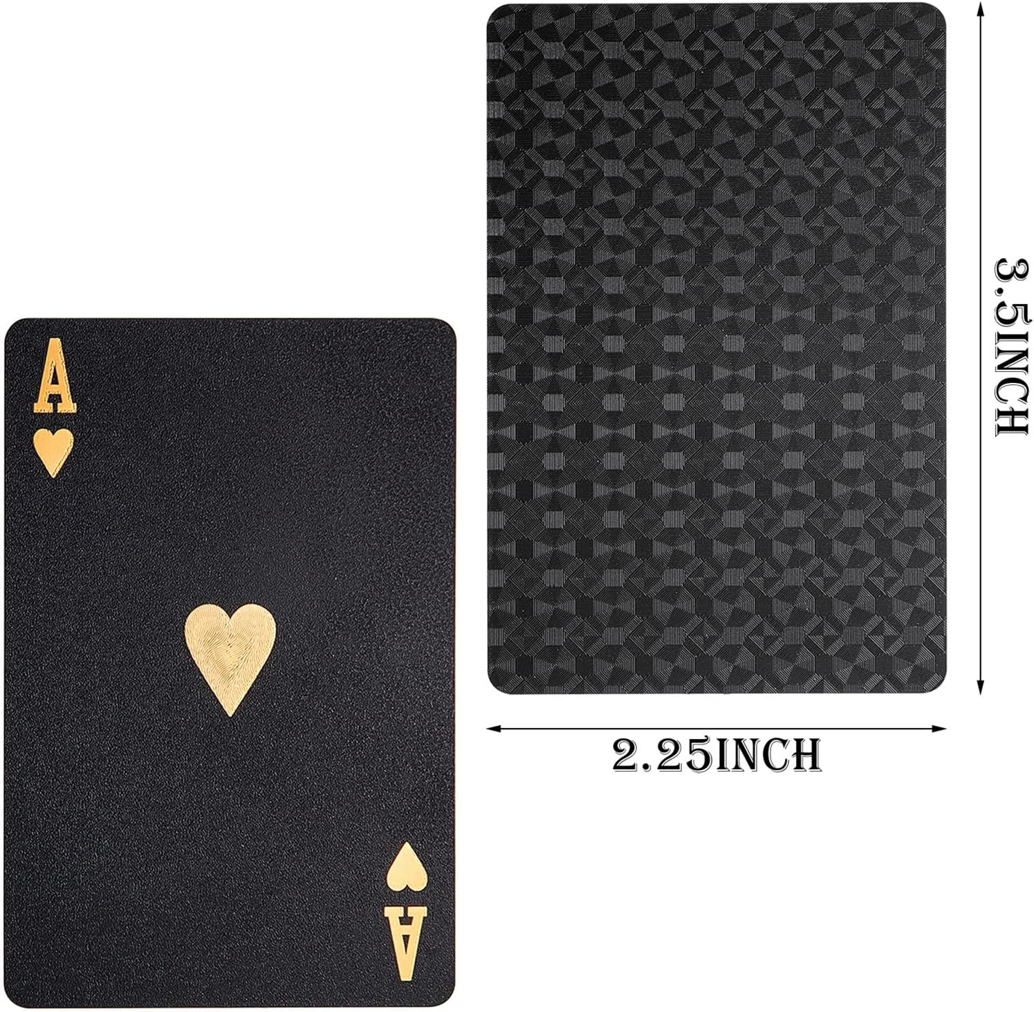 2 Decks Black and Gold Playing Card Waterproof Poker Cards Plastic PET Poker Card Novelty Poker Game Tools for Family Card Game Party image number 3