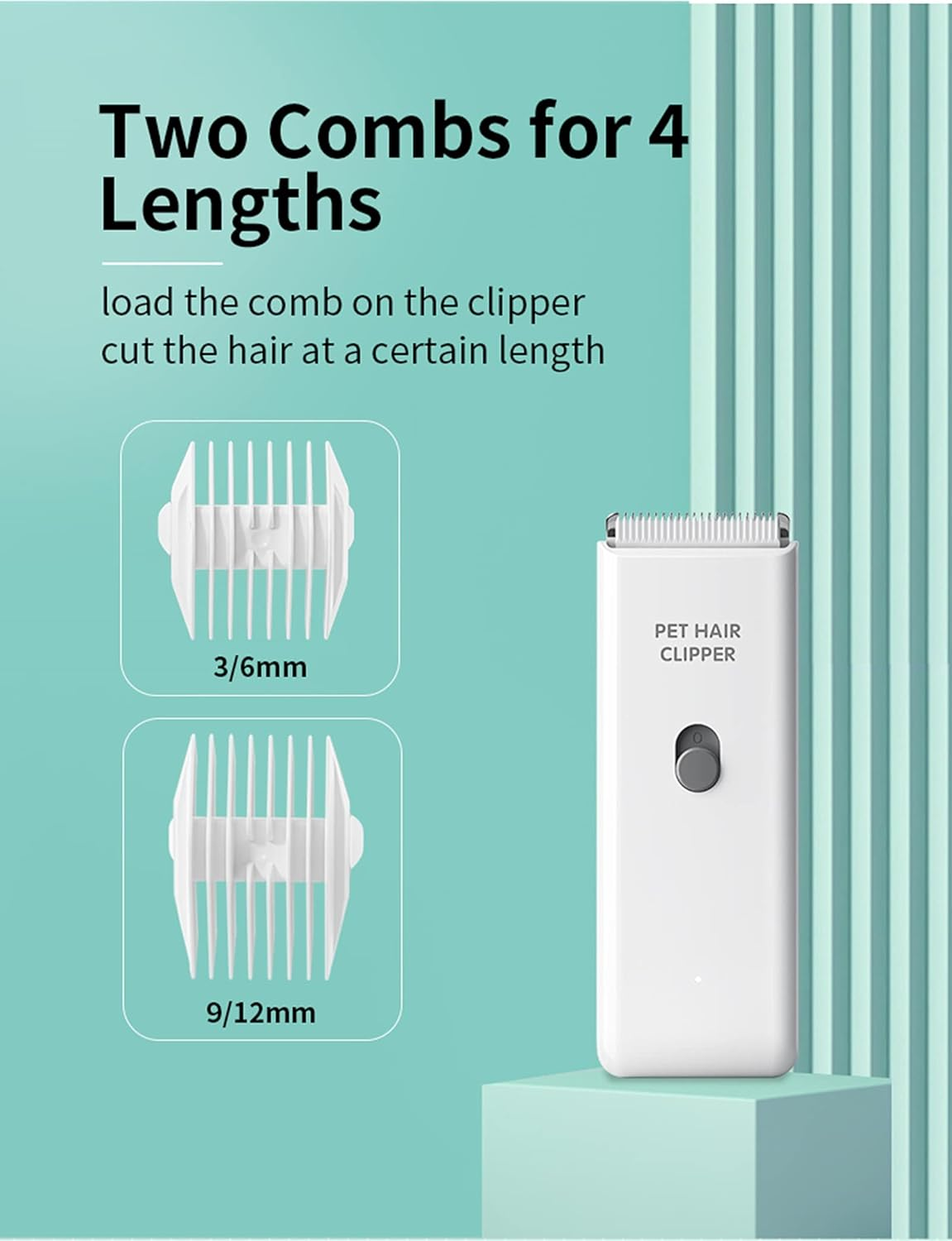 Dog Cat Home Hair Waterproof Clipper Portable Electric USB Rechargeable Pet Grooming Tools Low Noise Shaver Cordless Trimmer for Small and Large Pets image number 2