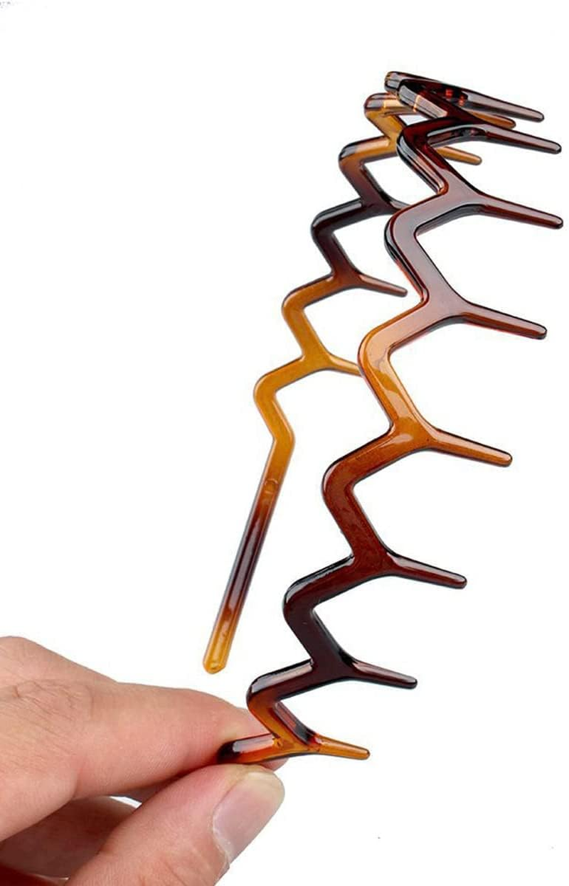 2PCS Tooth Headband for Women Girls Plastic Wavy Hair Comb Headband Zig Zag Black Plastic Sharks Tooth Hair Comb Hard Headbands for Women Men Girls image number 3