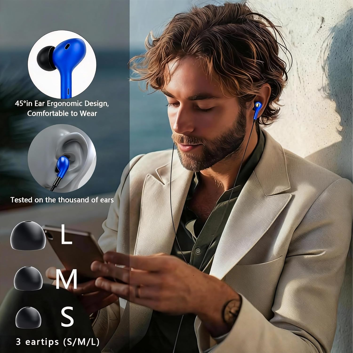 USB C Wired Headphones for Samsung Galaxy A56 A36 A26 A16 A06 A55 A54 A53 A35 A34 5G S25 S24 S23 S22 S21 Ultra In-Ear Headset with Microphone for Iphone 17 16 15 Ipad Pro Air 5 6 7 Pixel 7 Pixel 78 9 image number 2