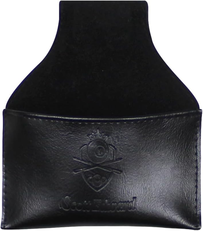 Scott Edward Billiard Chalk Holder Pouch Pool Cue PU Leather Chalk Holder with Clip, Portable Snooker Billiards Chalk Bag, Pool Accessories Black/Brown