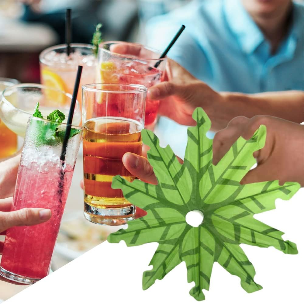 20 PCS Green Tropical Coconut Palm Tree Toothpicks Paper Umbrella Sticks Decorations Cocktail Stick Decorations for Cocktail Ornament Party Bars Drink Food Supplies